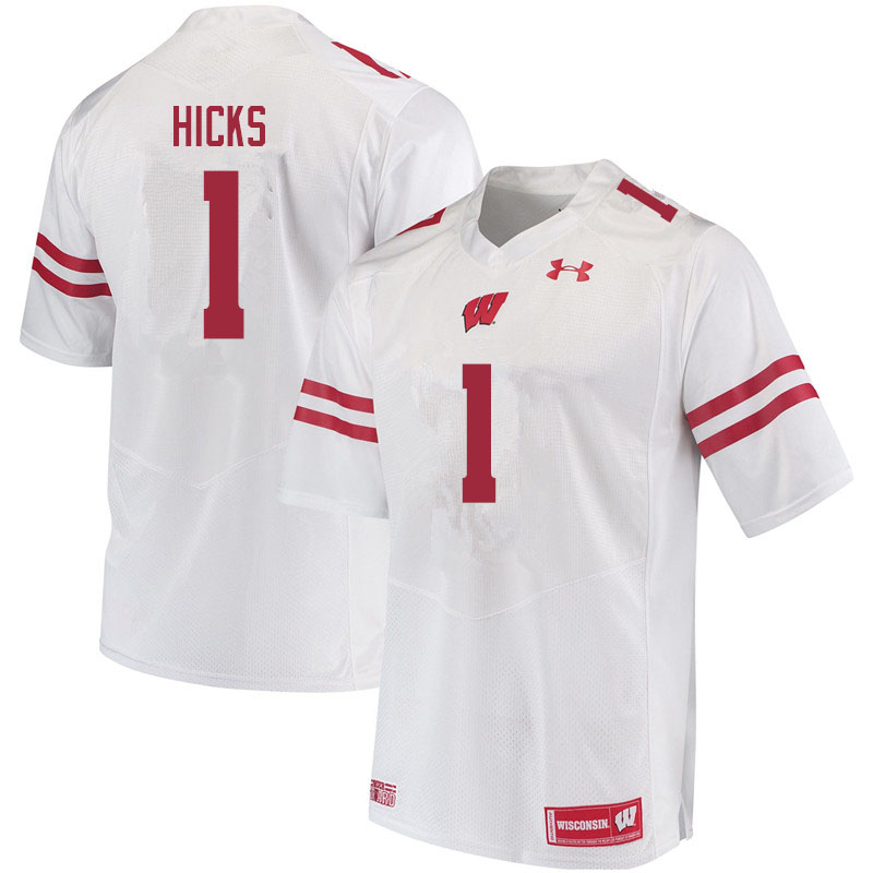 Wisconsin Badgers Men's #1 Faion Hicks NCAA Under Armour Authentic White College Stitched Football Jersey OC40M31CO